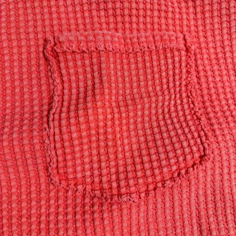 Pilcro Short Sleeve Waffle Tee- Neon Red - Picture 6 of 8